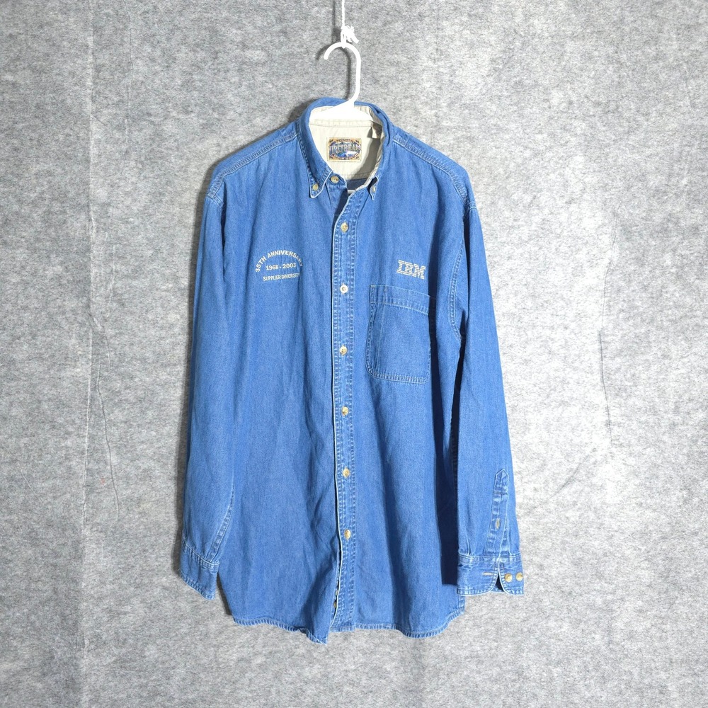 Dunbrooke IBM Denim Shirt Mens M Blue 35th Anniversary Dakota 8098 Long Sleeve